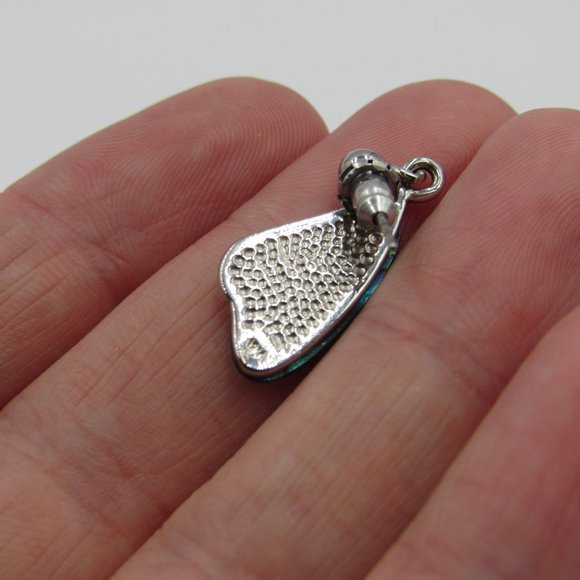 Silver Tone Blue Abalone Shell Earrings Vintage - Picture 4 of 6